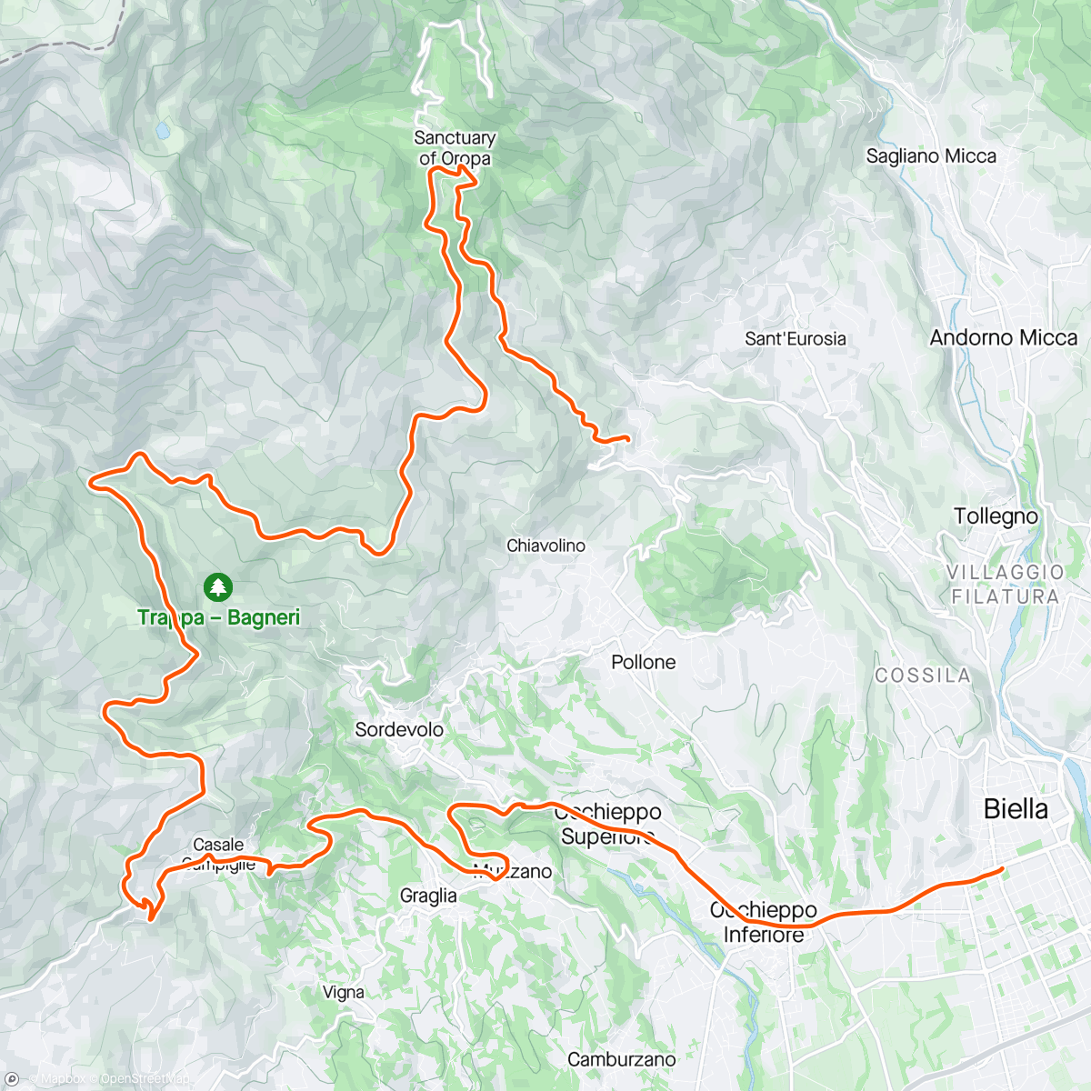 Mapa da atividade, Italia dag 6: Til Giro etappe 2