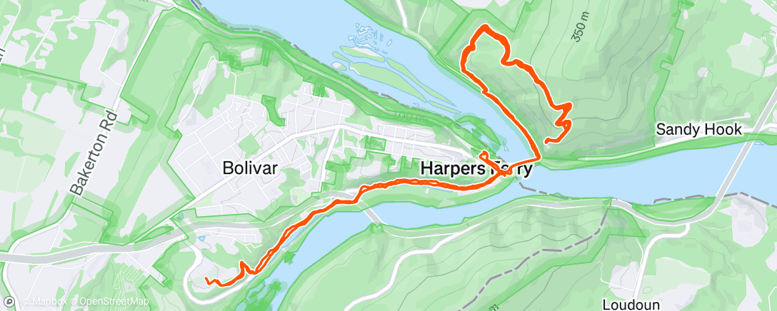 Map of the activity, Afternoon Hike
