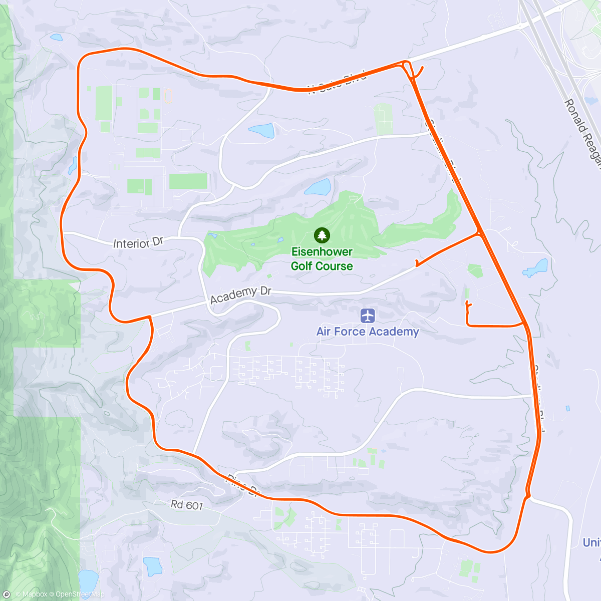 Map of the activity, Today Was FUN 🤩 Drove to the Air Force Academy in Colorado Springs to Ride.  It’s Absolutely Beautiful There ⛰️🌲