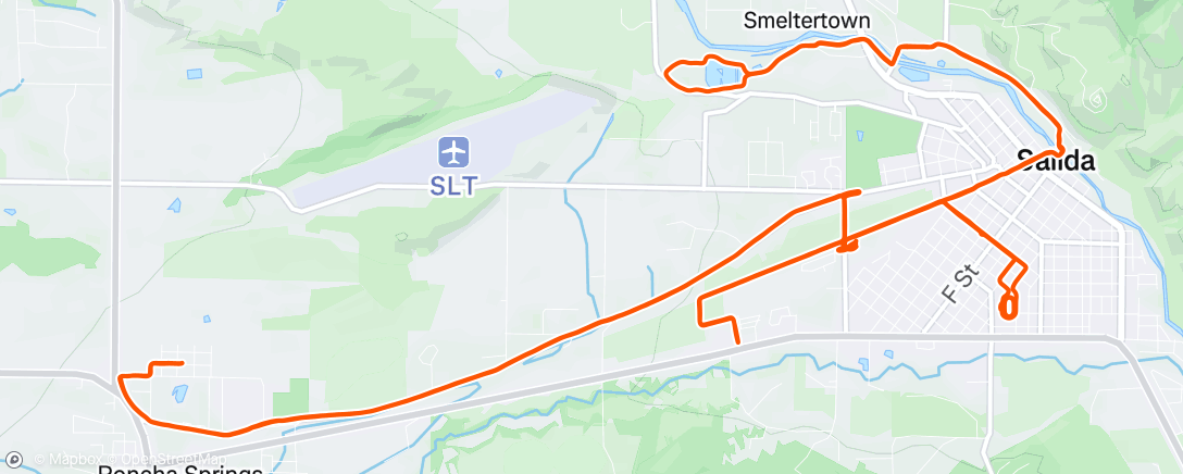 Mapa de la actividad (Long run w/8 x 3-min Aerobic Threshold Pick-ups in 2nd half)