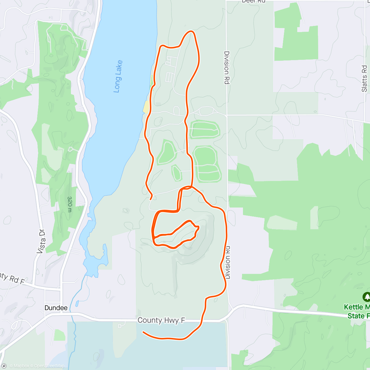 Map of the activity, Dundee mountain