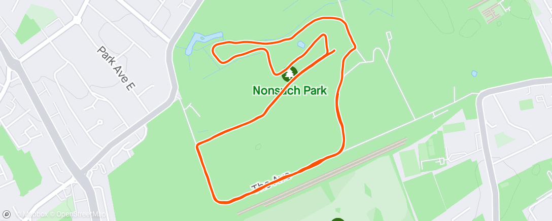Map of the activity, Nonsuch parkrun