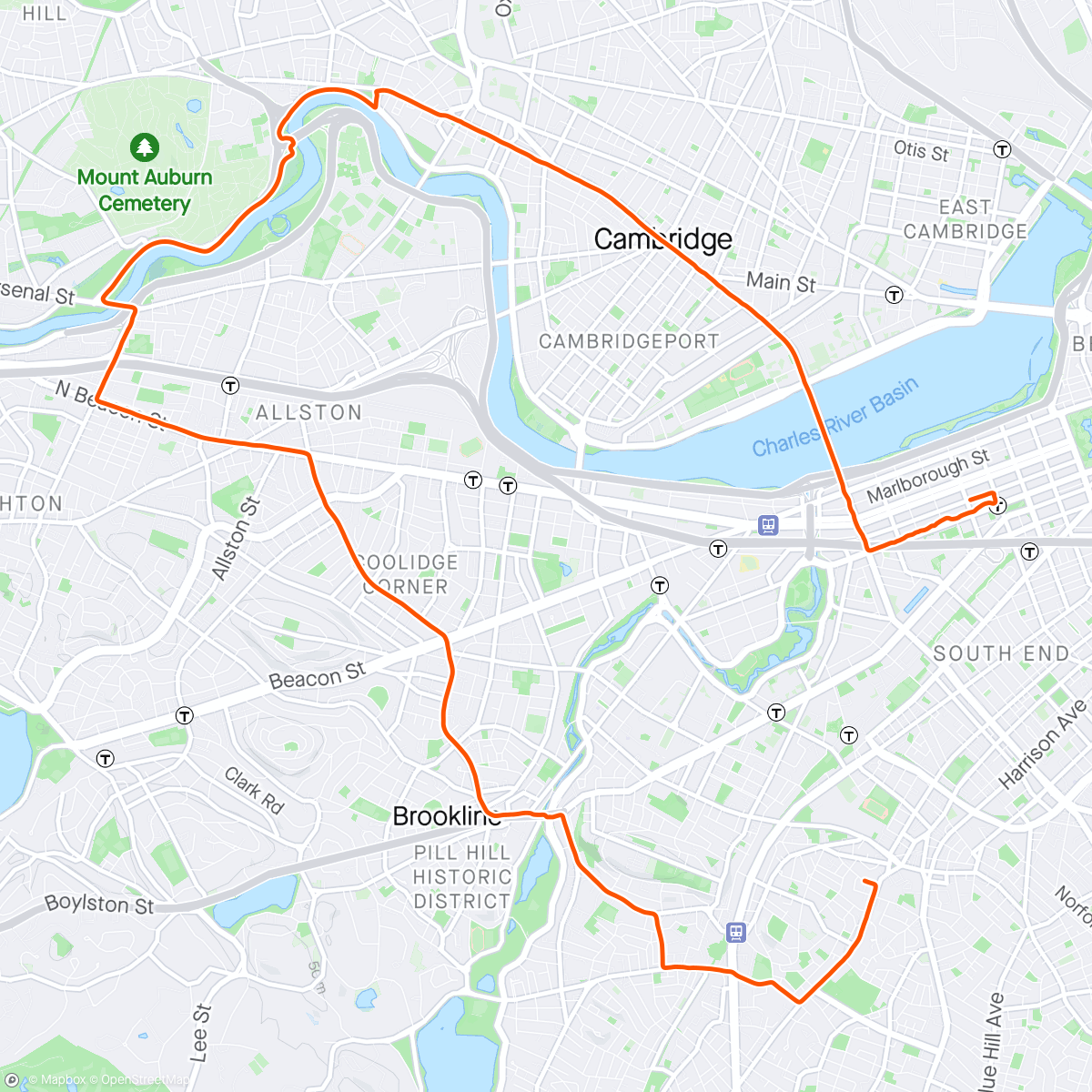 Map of the activity, Boston Marathon - Finish line commute