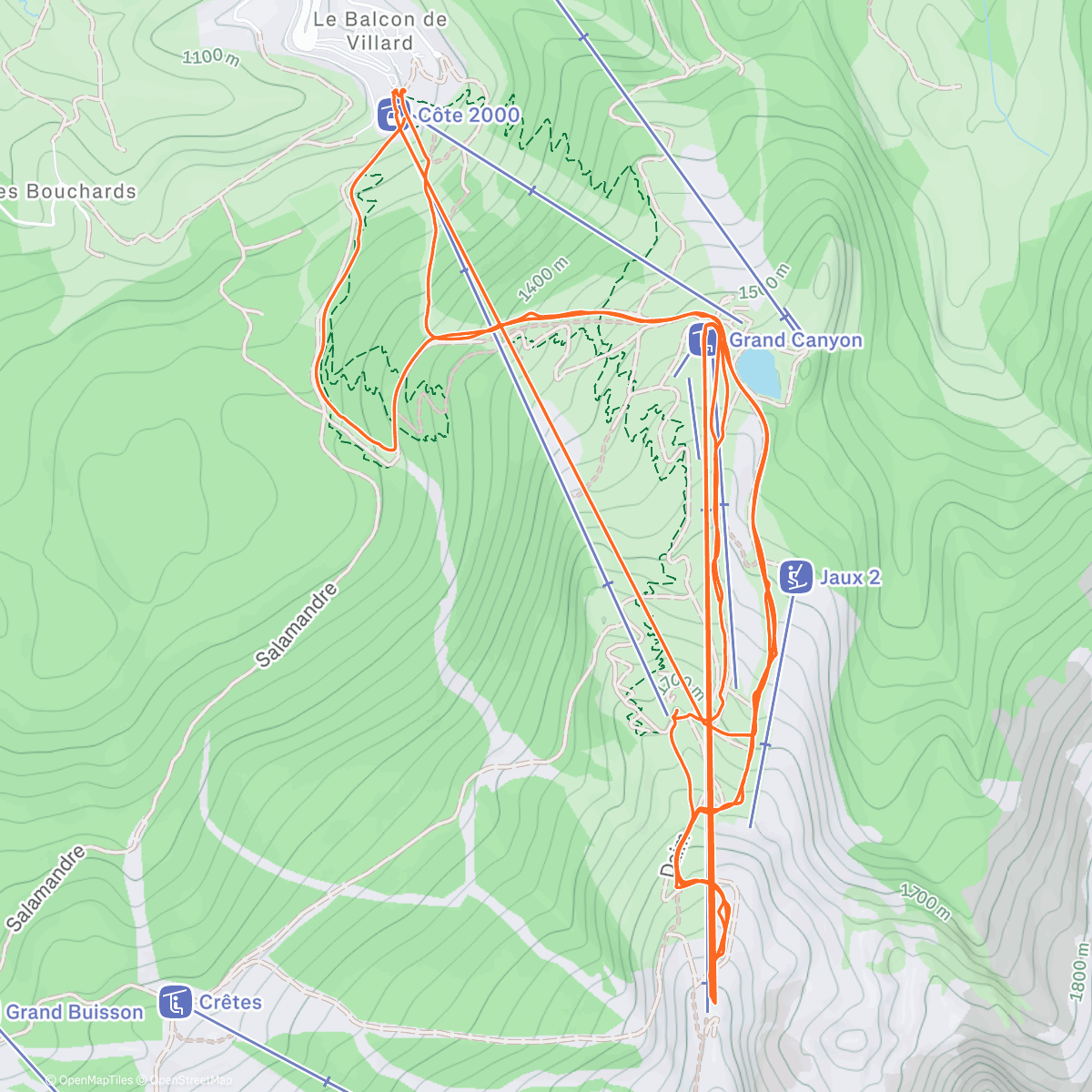 Map of the activity, Snowboard le midi
