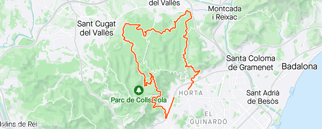 Mappa dell'attività Bicicleta de montaña nocturna