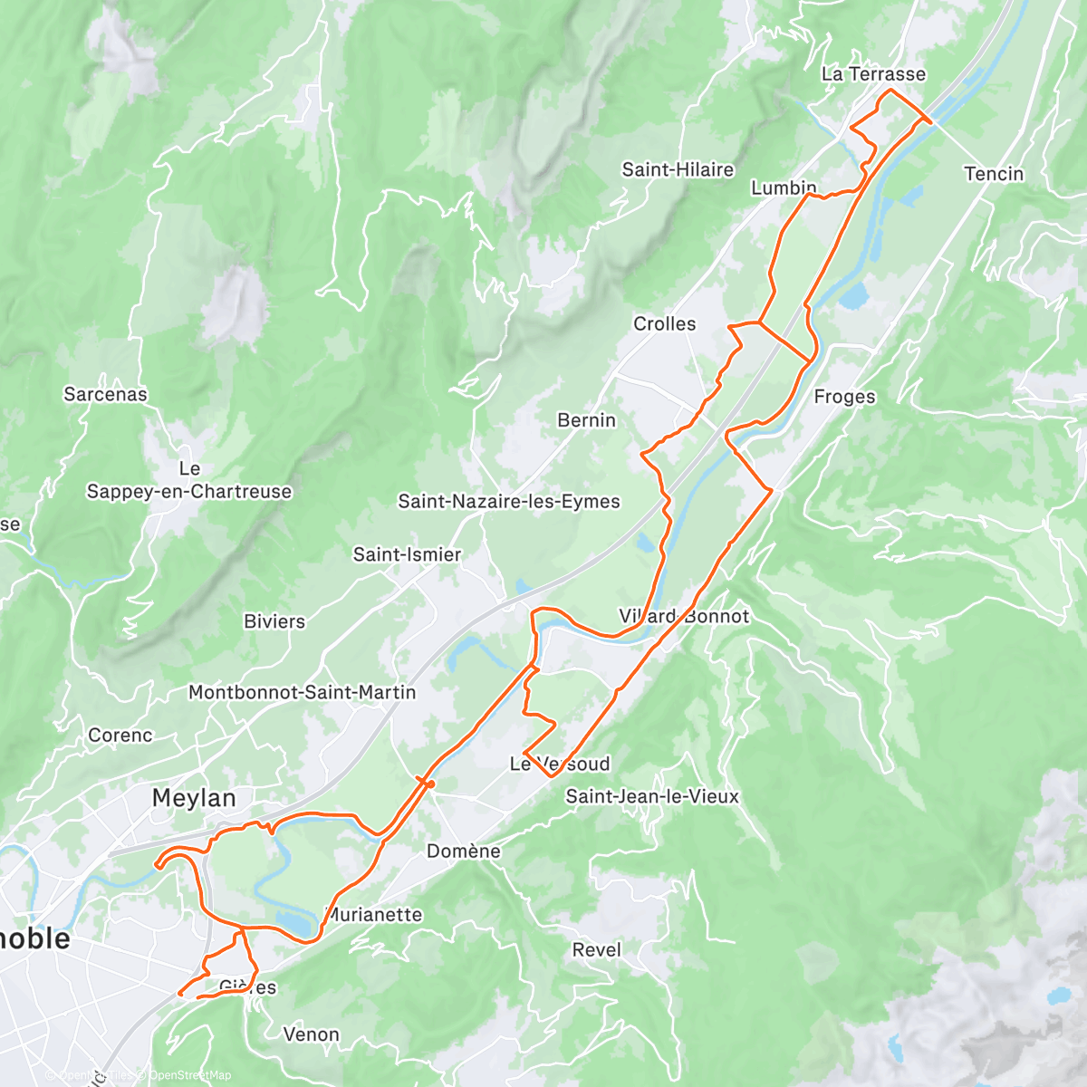 Map of the activity, Sortie depuis Saint Martin d'Hères