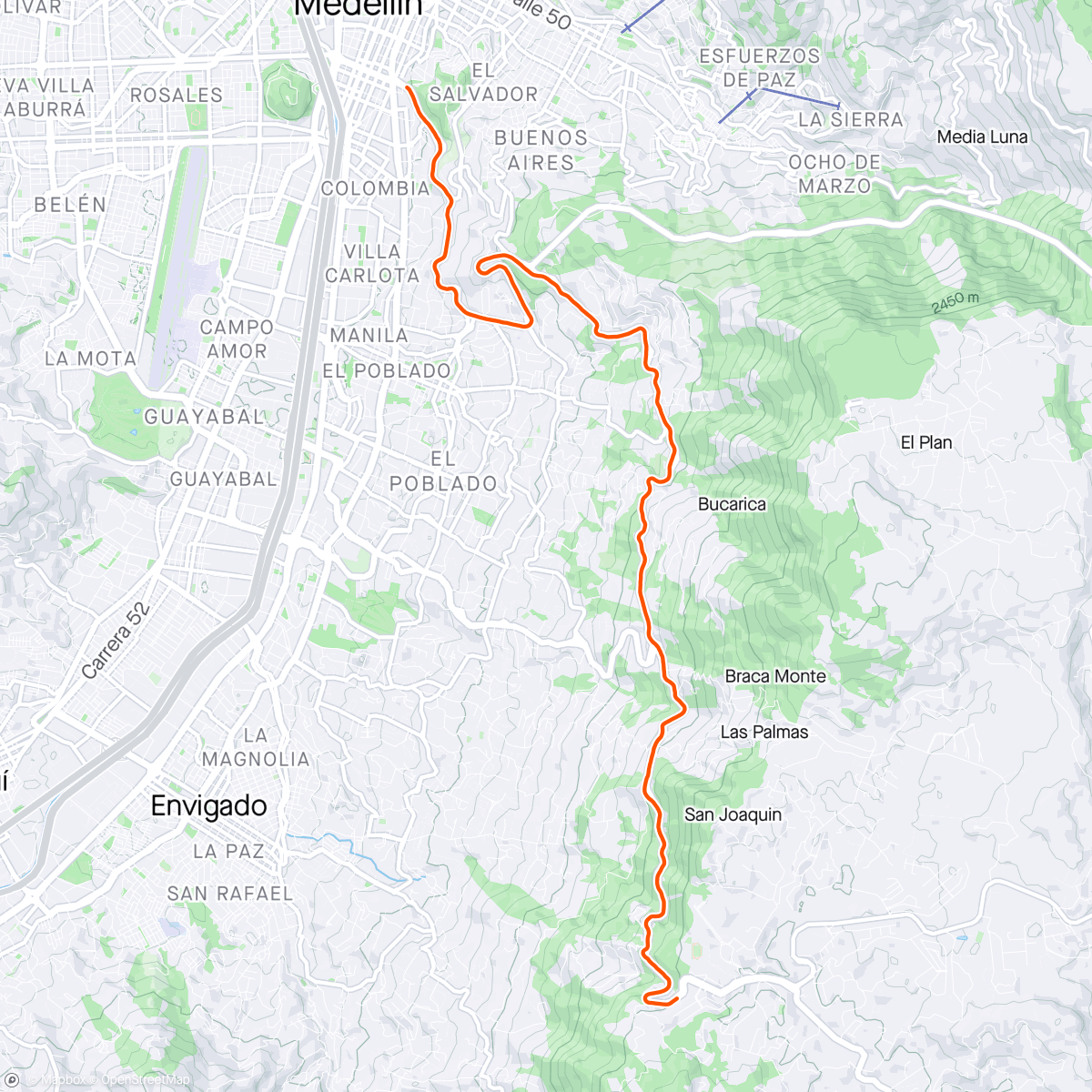 Map of the activity, Palmas a la carrera