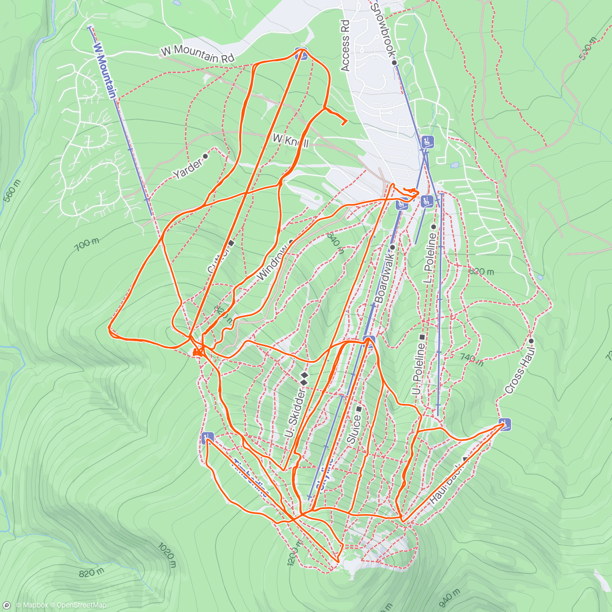 Map of the activity, Sugarloaf Skiclipse Sunday