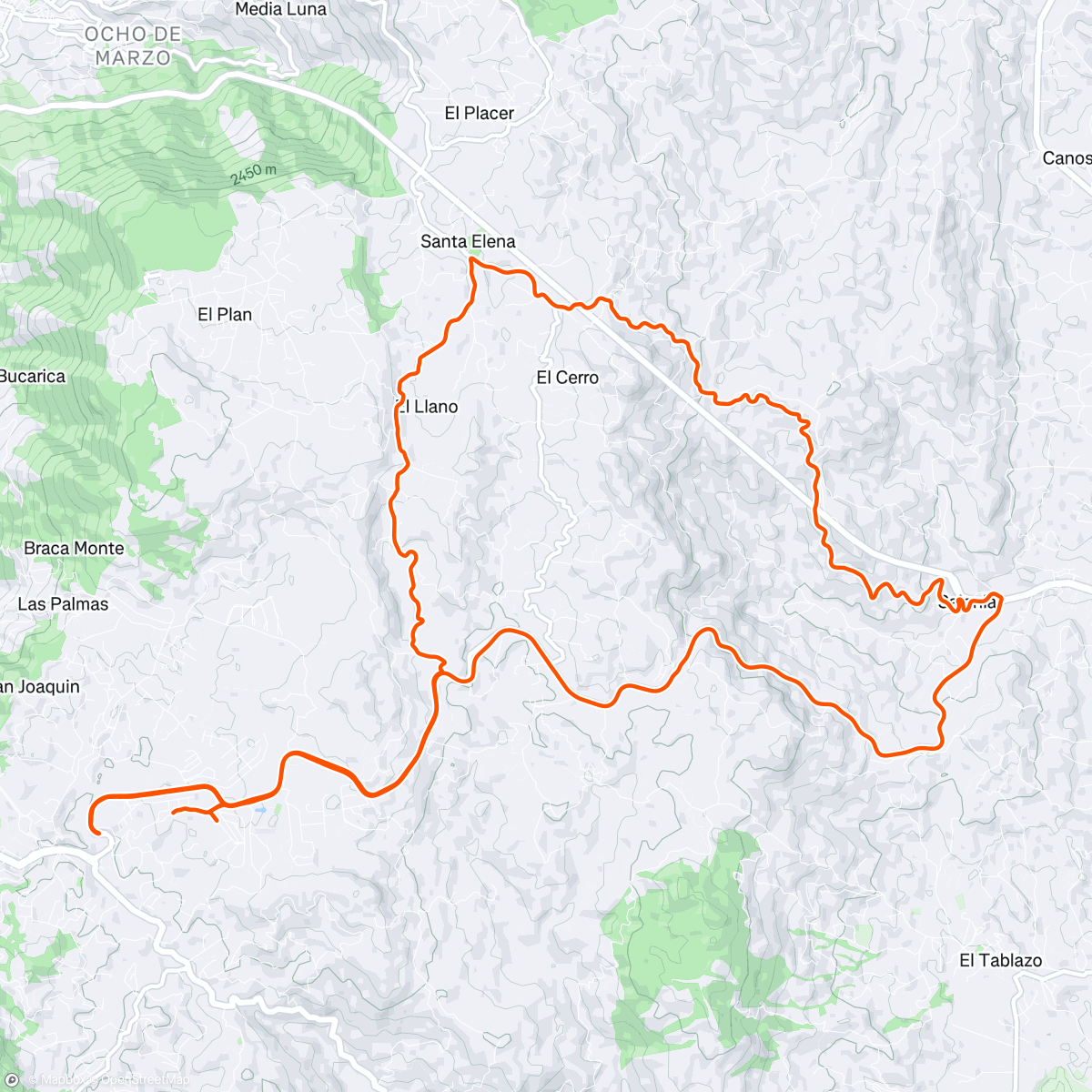 Map of the activity, Lunch Ride