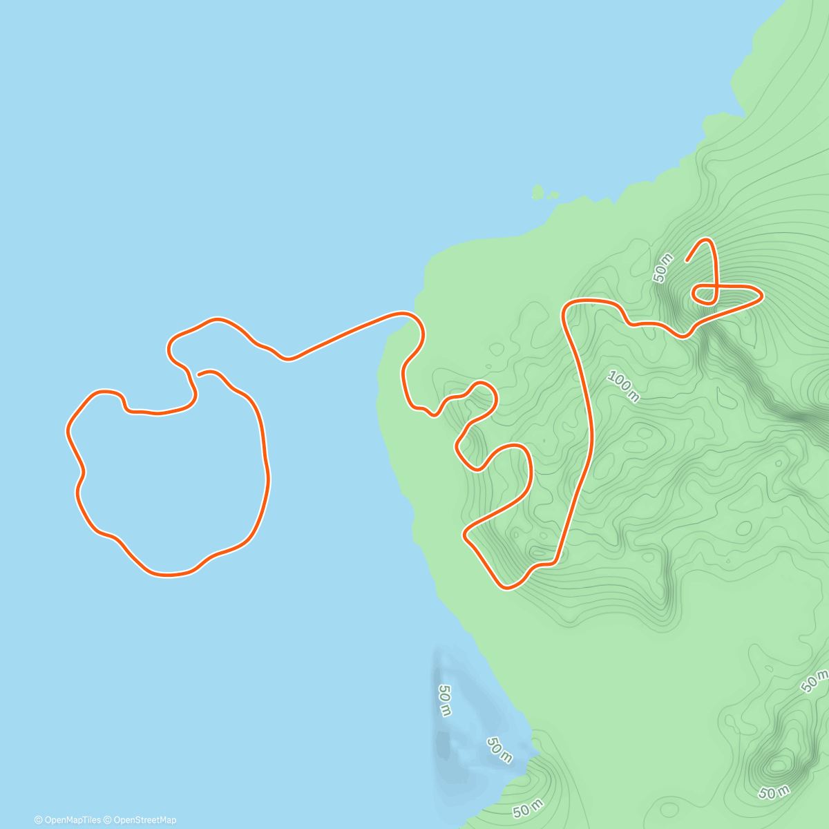 Mapa de la actividad (Zwift - Downtown Eruption in Watopia)