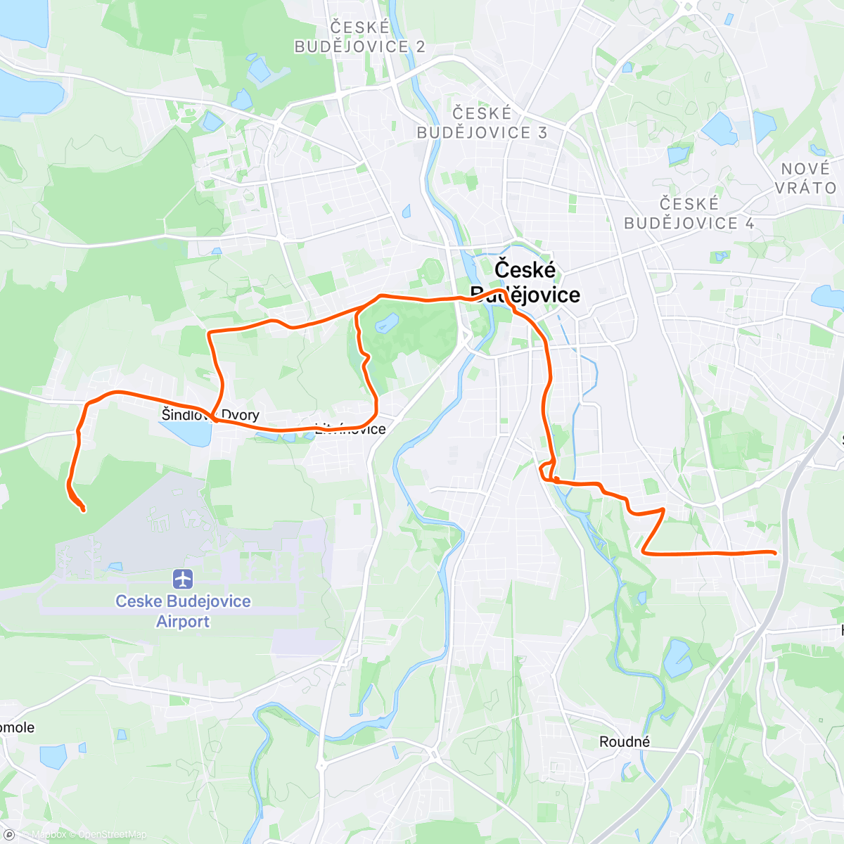 Map of the activity, za Matesem na trail v Mokrém
