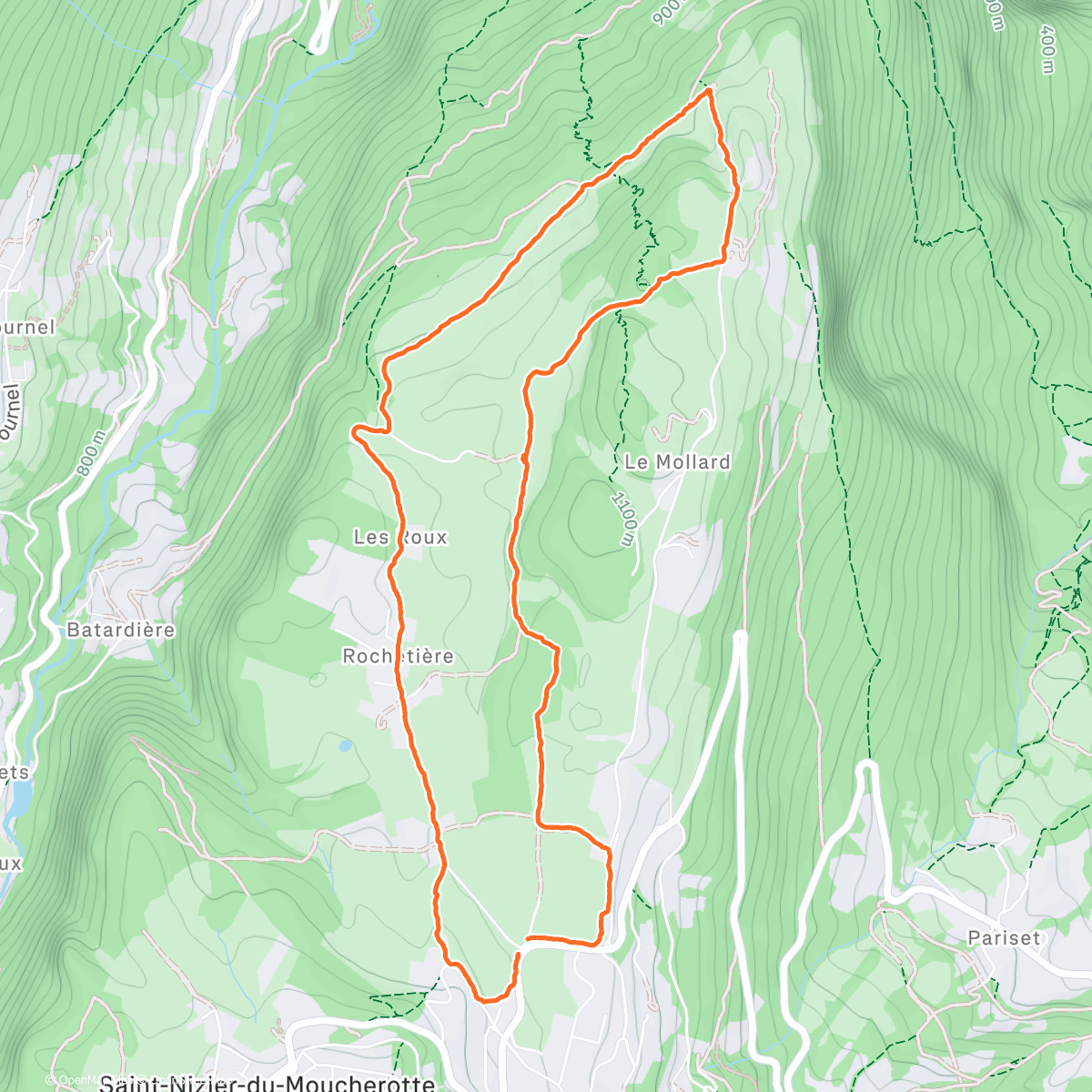 Map of the activity, Marche avec Marylou St Nizier