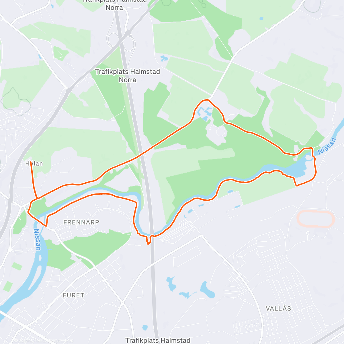 Map of the activity, Afternoon Run