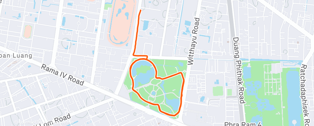 Map of the activity, Loops in Lumphini Park 🌴