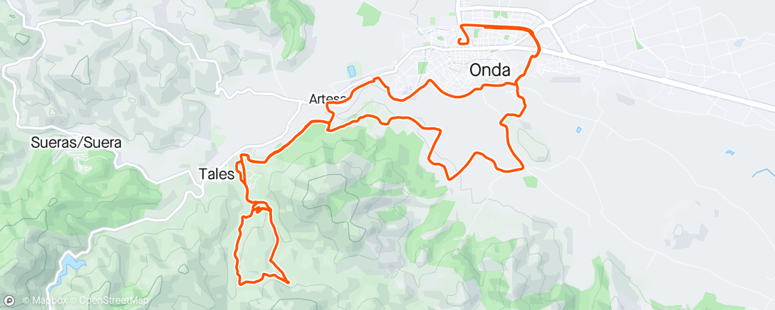 Mapa da atividade, Bicicleta de montaña vespertina