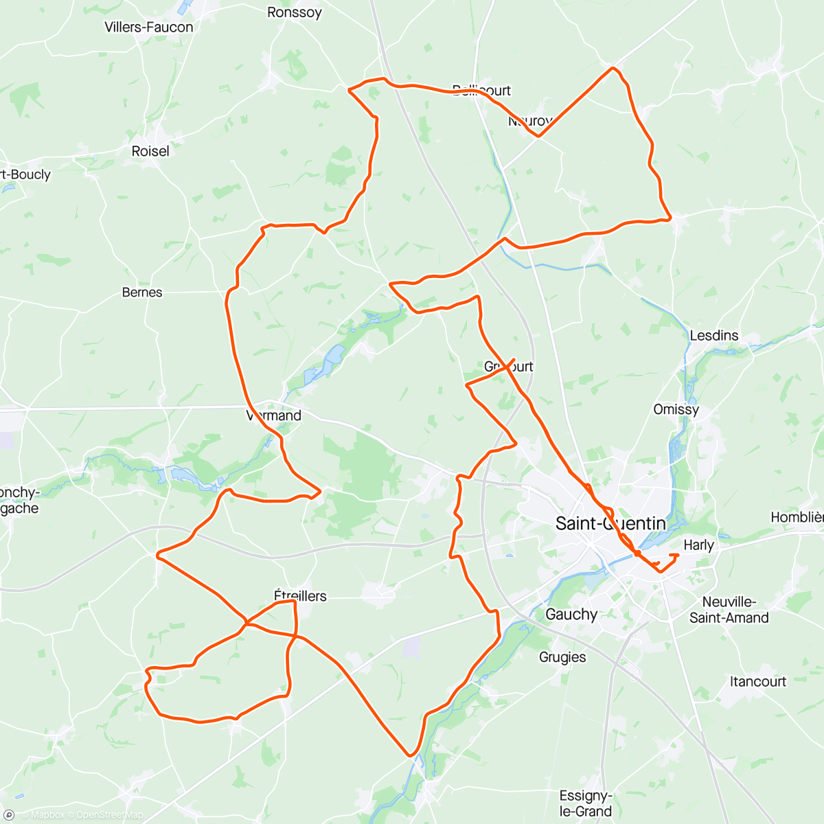 Carte de l'activité Route avec les copains cyclo Gricourt 🌬🌬🌬