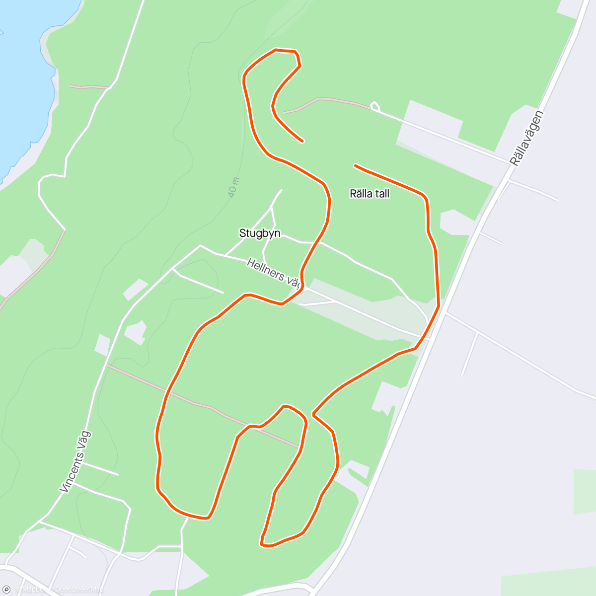 Map of the activity, 4x1km, 2 min gåvila