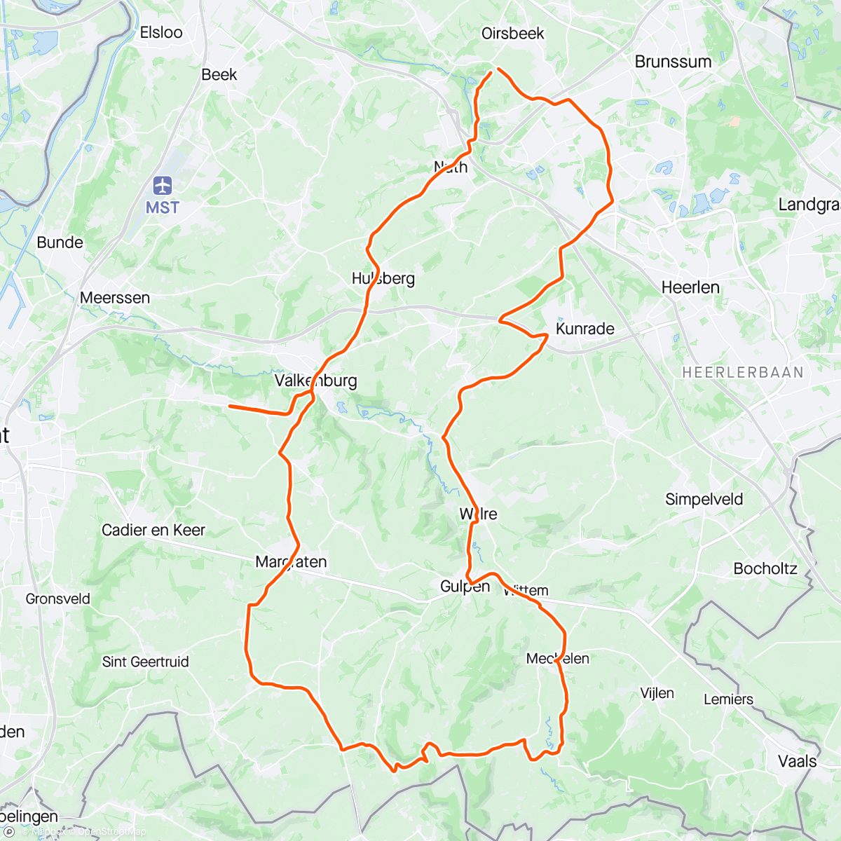 Map of the activity, Touren door Limburg