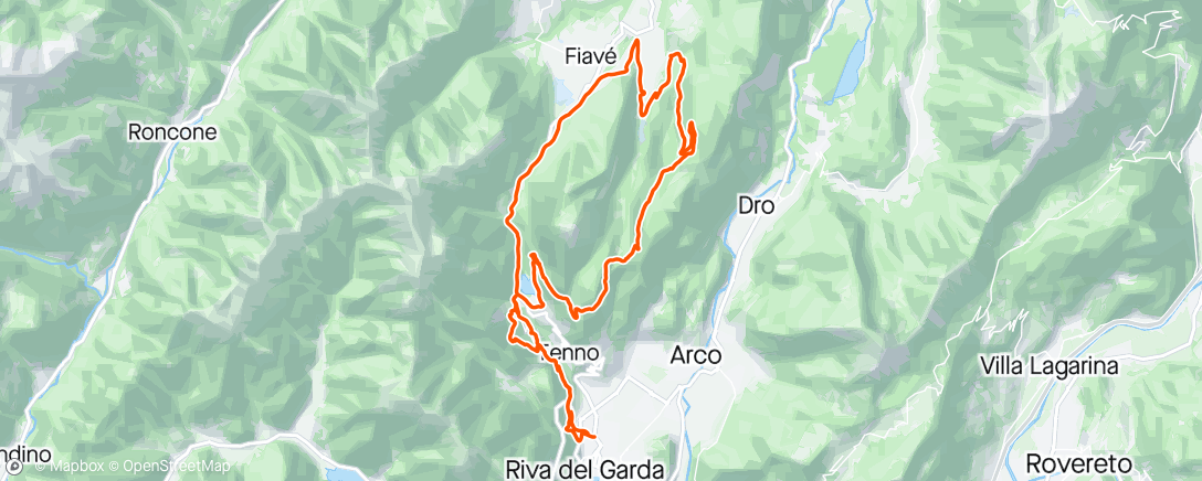 Map of the activity, Ballino, favrio, salita bike festival, salita creazzi,  malga vigo, salita verso malga Virginia, prati gom bassi, treni, bastiani, salita acqua malai.