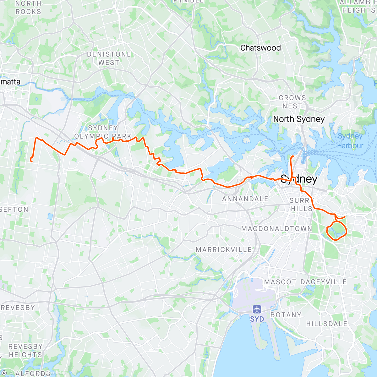 Map of the activity, Ride 1 - PLCC Anzac Day ride with Centennial Park laps
