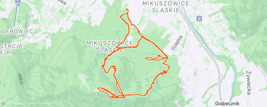Map of the activity, Lunch Mountain Bike Ride