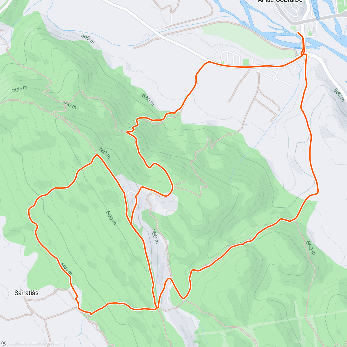 Map of the activity, Ainsa: Doble Partara, doble placer.