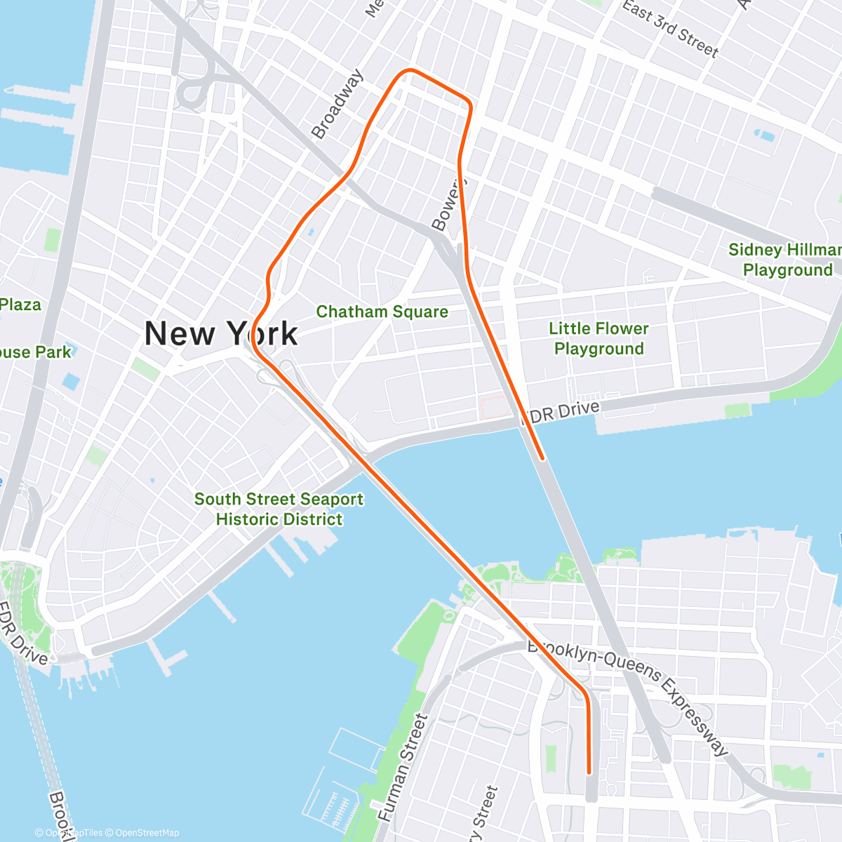 Map of the activity, Zwift - Double Span Spin in New York
