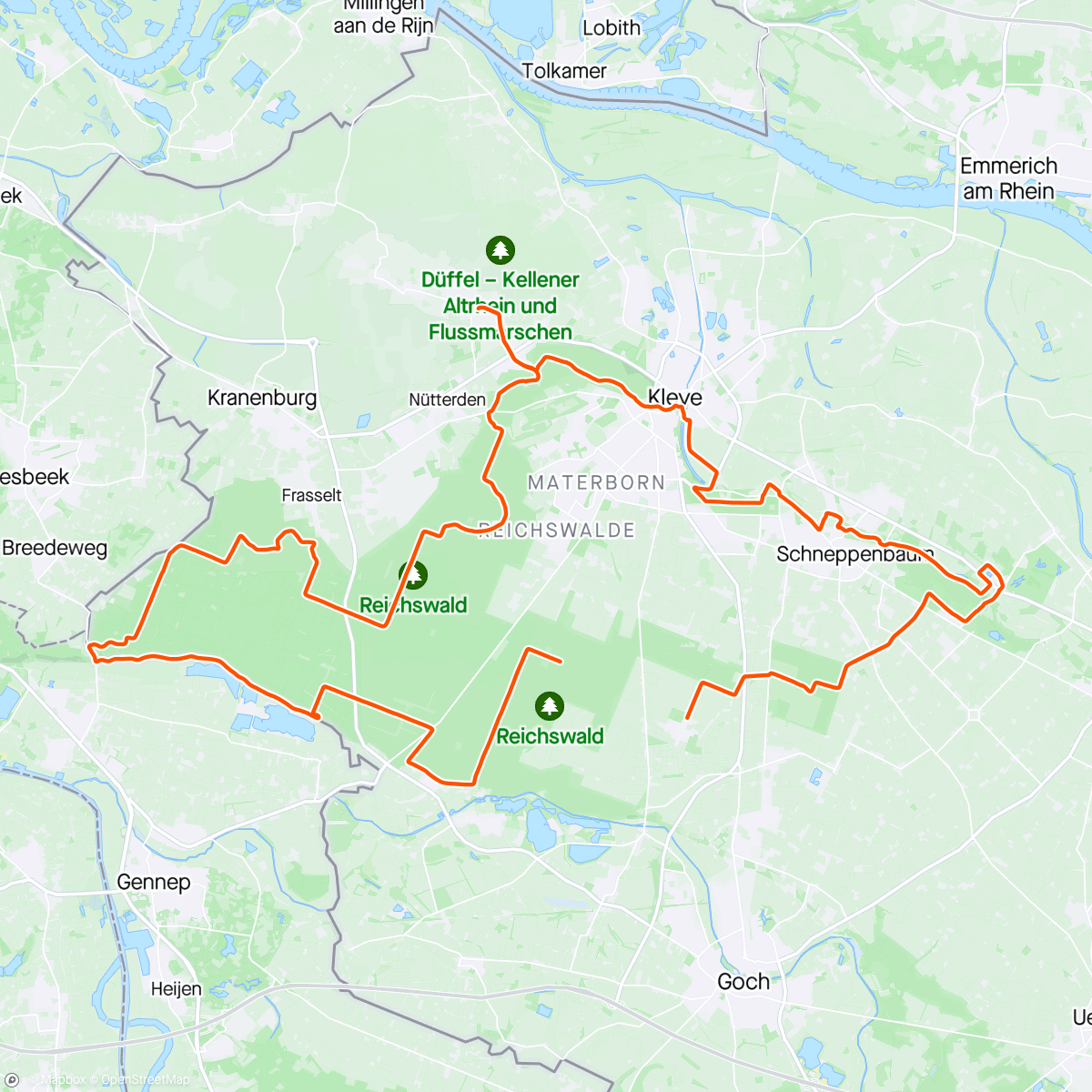 Map of the activity, Dag 2 AGR Alternatief Gravel Reichswald.