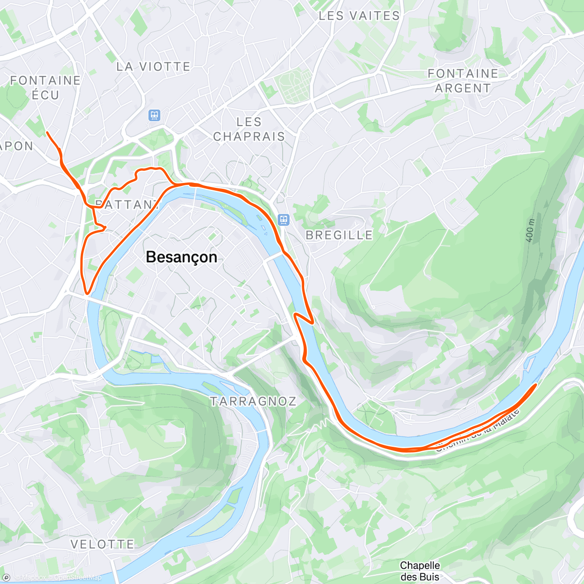 Mapa da atividade, Course à pied le matin