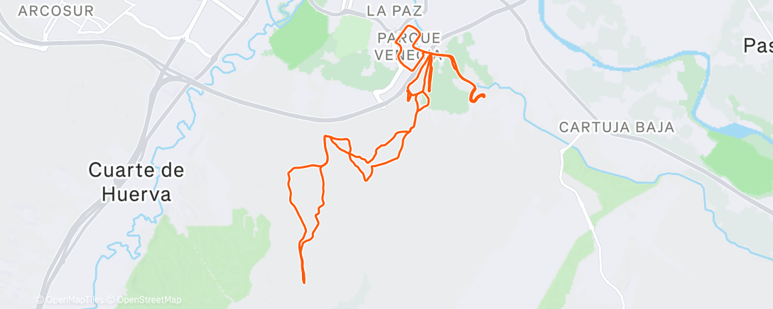 Map of the activity, Bicicleta de montaña por la tarde