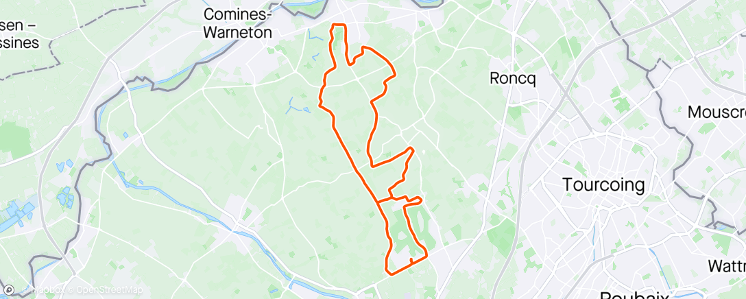 Map of the activity, Wednesday Evening Run : Sortie Longue