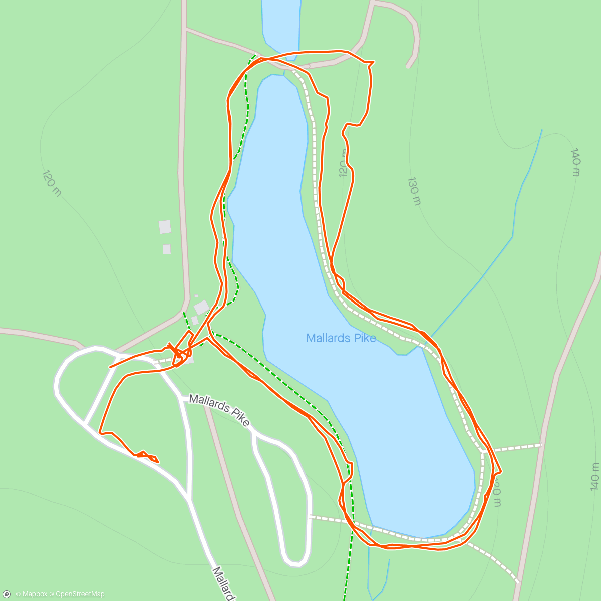 Map of the activity, Dog walk around the lake at Mallard's Pike.
Still suffering from shingles but it was good to be out