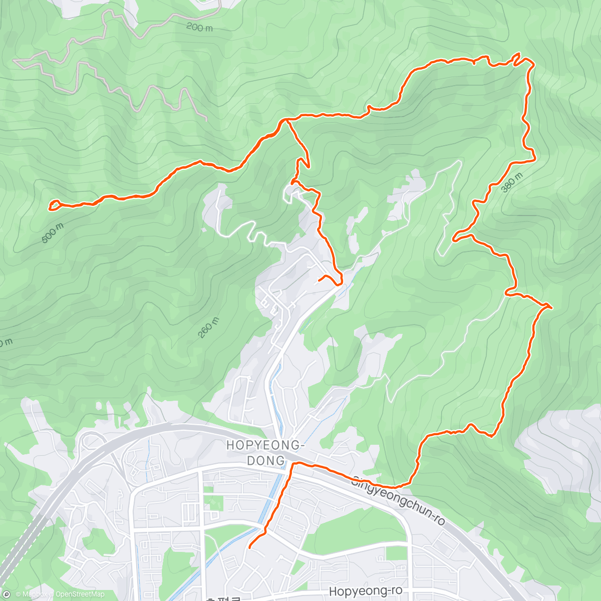 Map of the activity, Early Spring Hike 봄등산