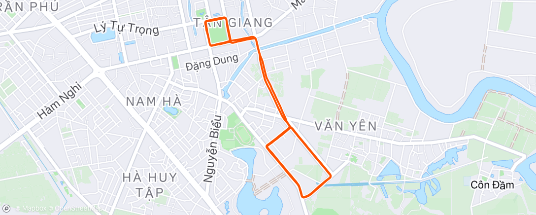 Map of the activity, Afternoon Run