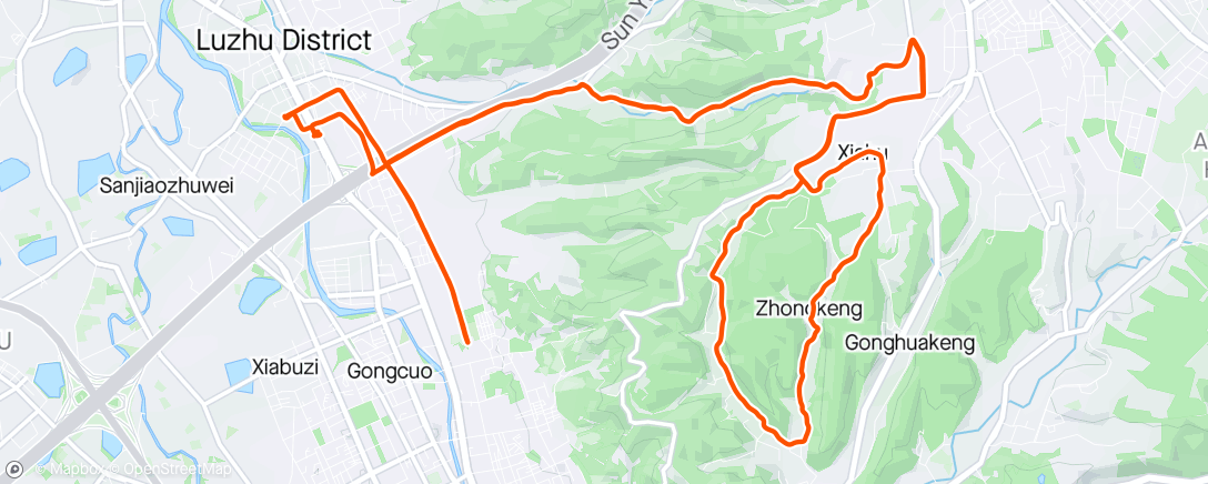 Map of the activity, Nankan Friday, dry enough, good ride with Mr. 官 :)