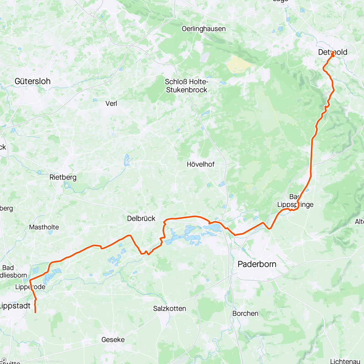 Map of the activity, Tour de Westphalia, 2. Etappe