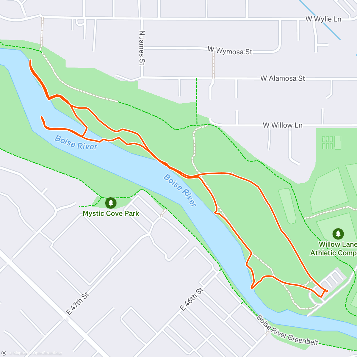 Map of the activity, My car said 101 parked in the shade!