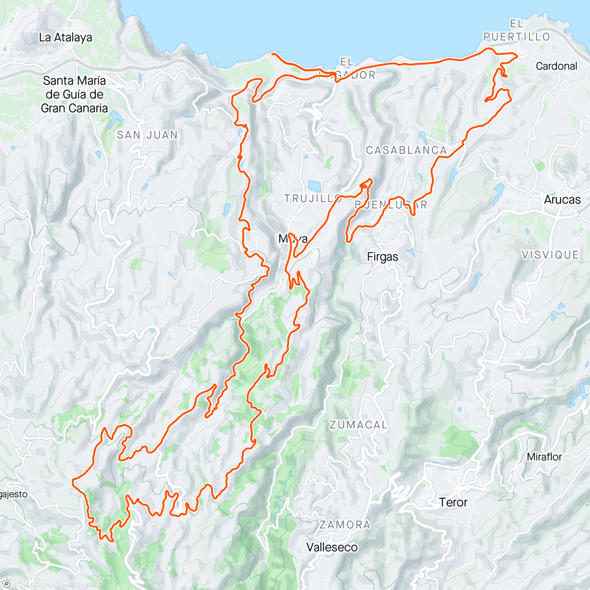 Mappa dell'attività Pagador - Azuaje - Fontanales - Monte Pavón - Hormiguero