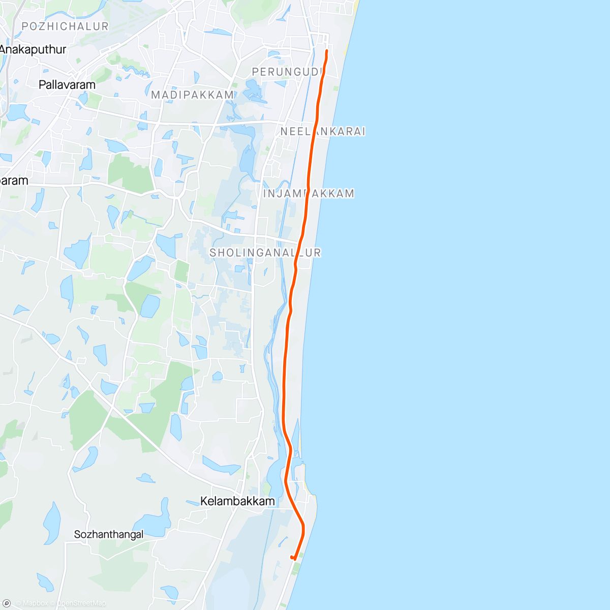 Map of the activity, Sunday Ride - Thiruvidanthai - ECR Road