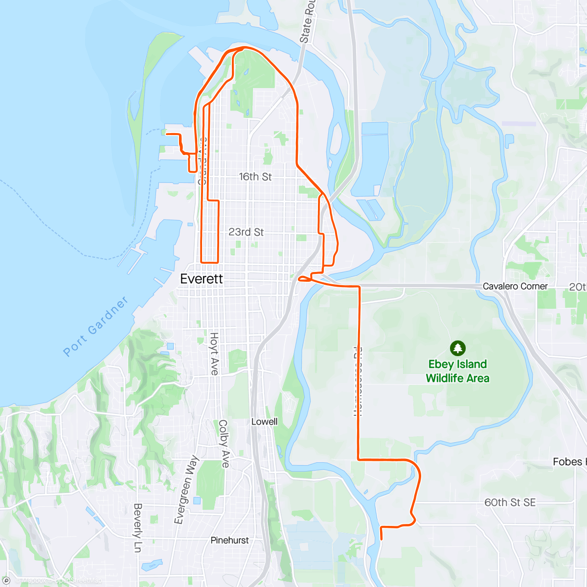 Map of the activity, Everett Mill Town Marathon