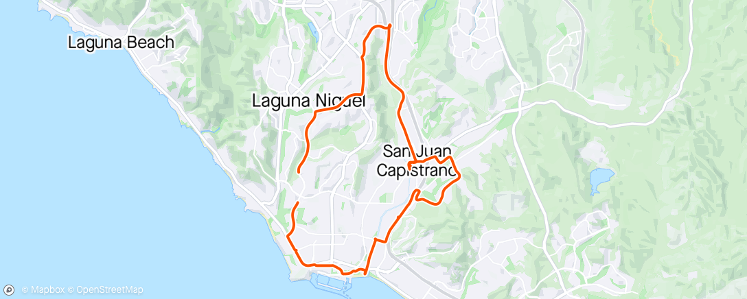 Map of the activity, San Juan cruise then an hour at the gym on the way back
