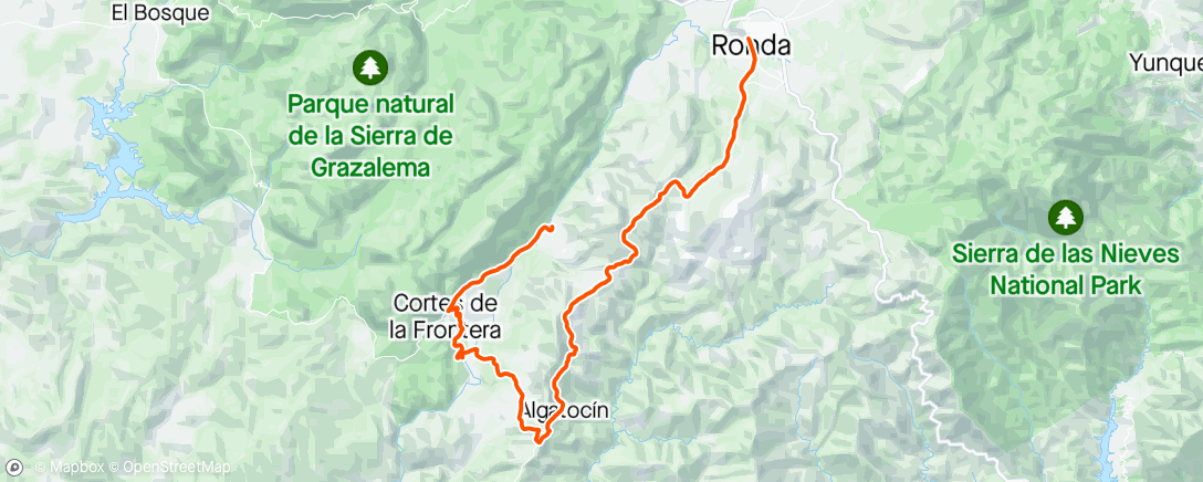 Map of the activity, Ronda to Jimer de Libar, Spain