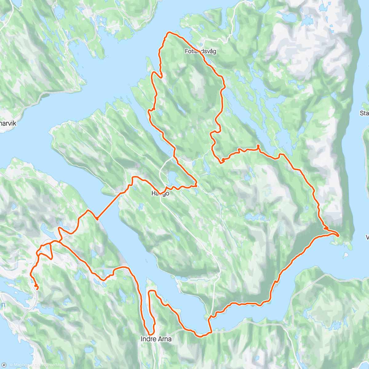 Map of the activity, Osterøyrunde med Trond