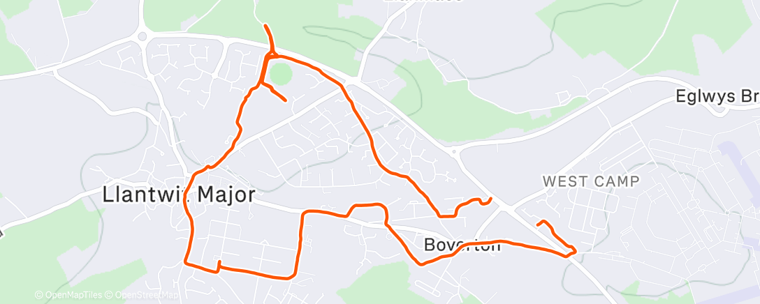 Map of the activity, Afternoon Run