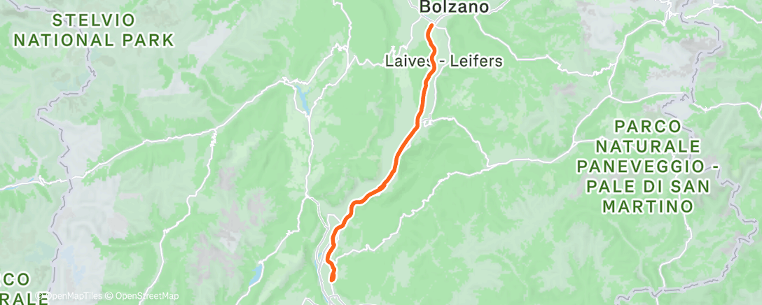 Map of the activity, Pascolando in ciclabile