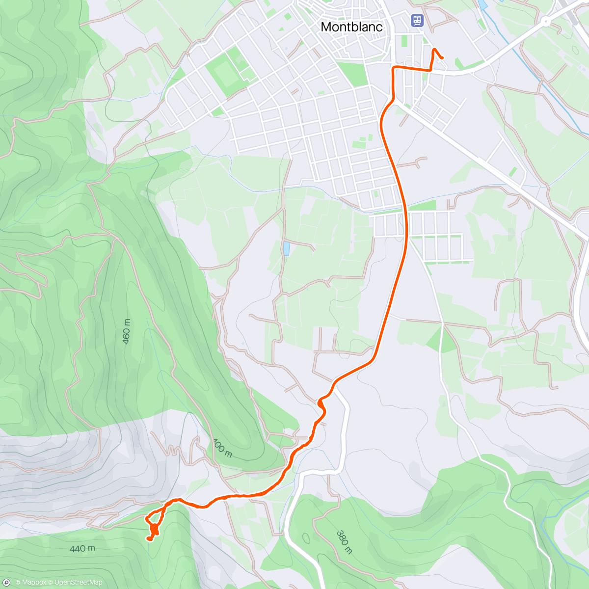 Map of the activity, MONTBLANC. Cascada de la VALL