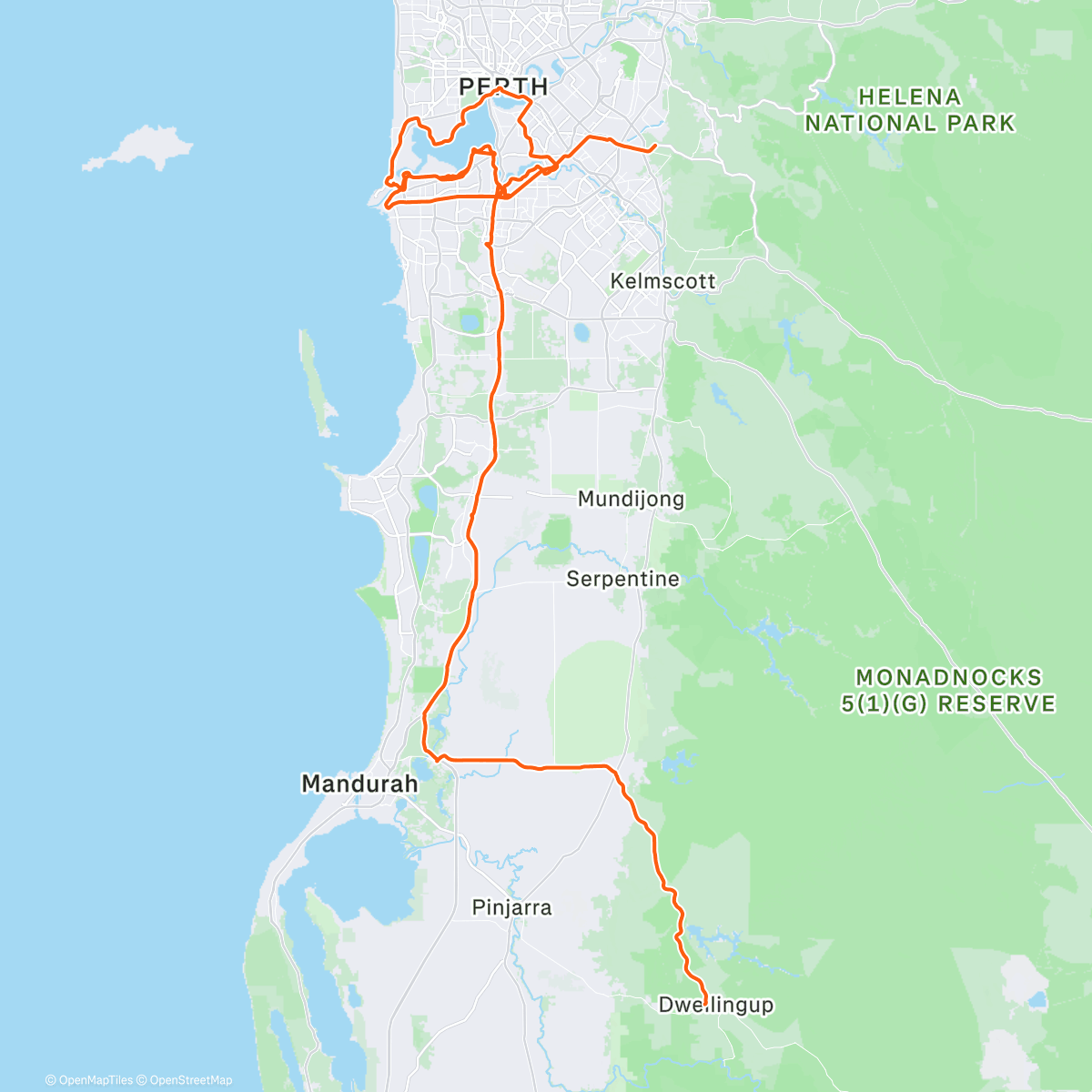 Map of the activity, Cycling
