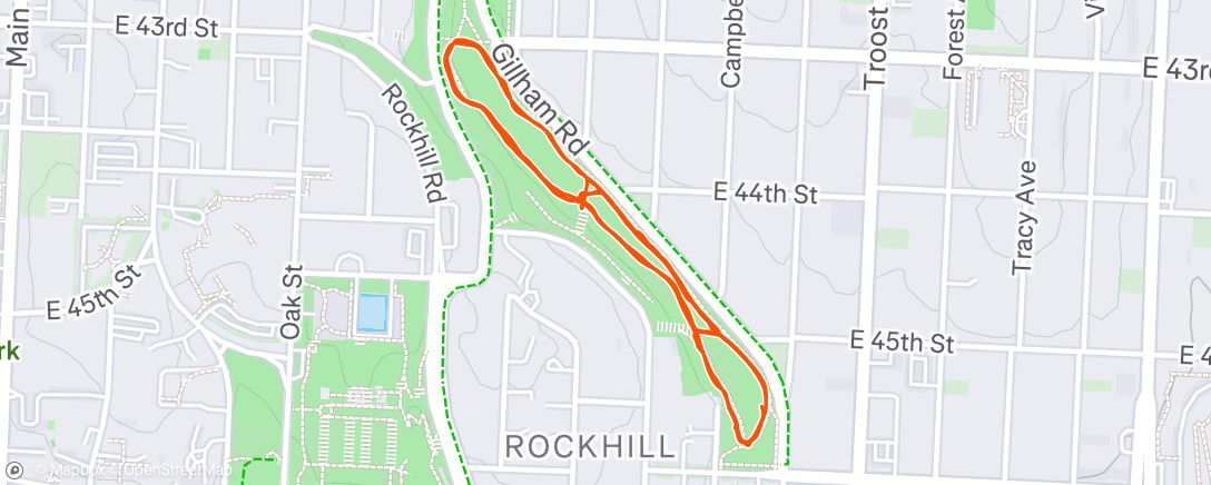 Map of the activity, Evening Run - Gillham Park