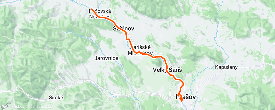 Map of the activity, Evening Ride