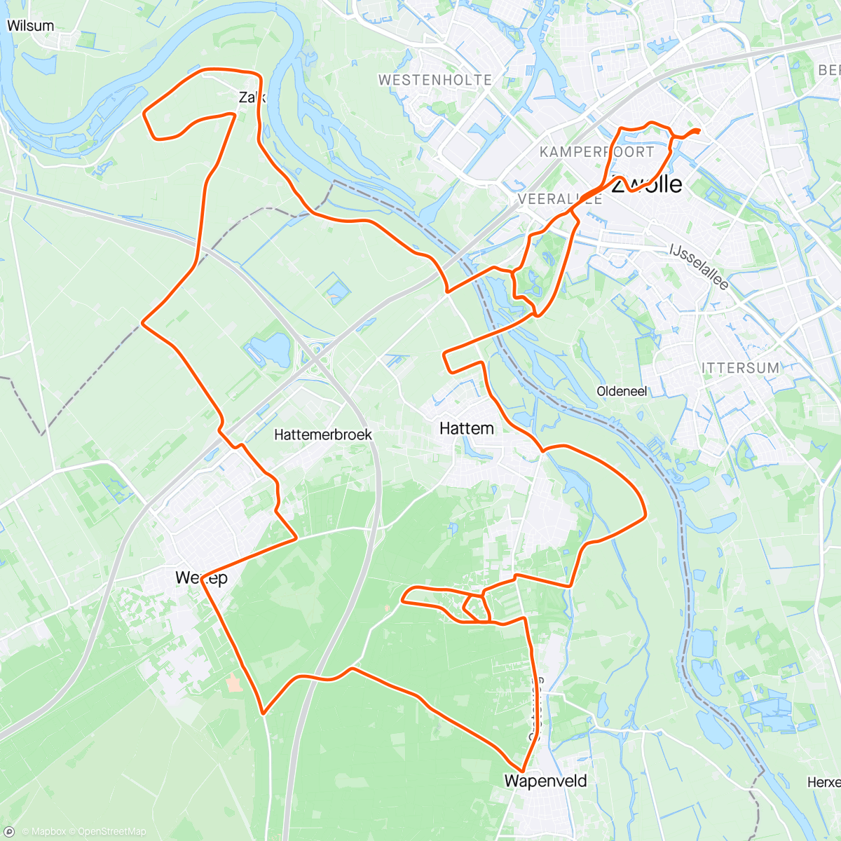 Mapa de la actividad, Evening Ride
